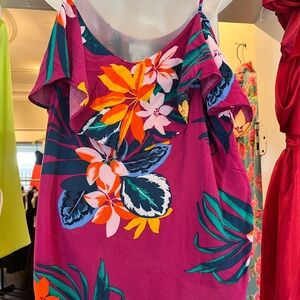 Old Navy Floral Ruffle Top - Purple and Orange Size XL